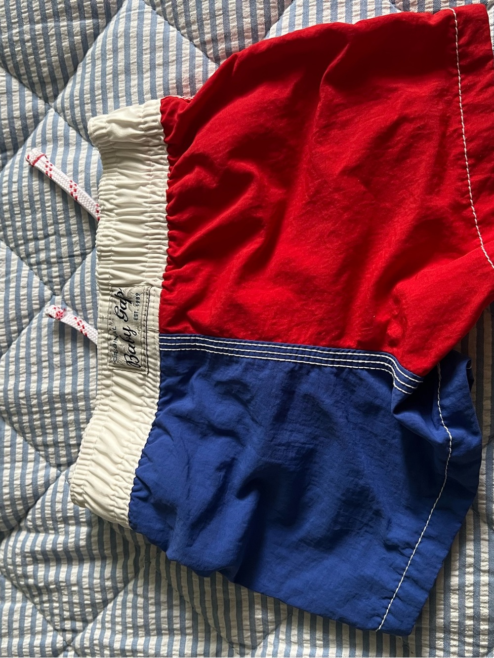 GAP Red and Blue Colorblock Kids' Swim Trunks